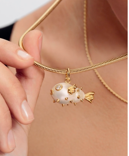 Charm Pez Globo de Perla