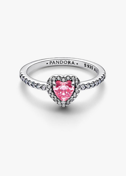 Anillo Corazón Rosa con Halo