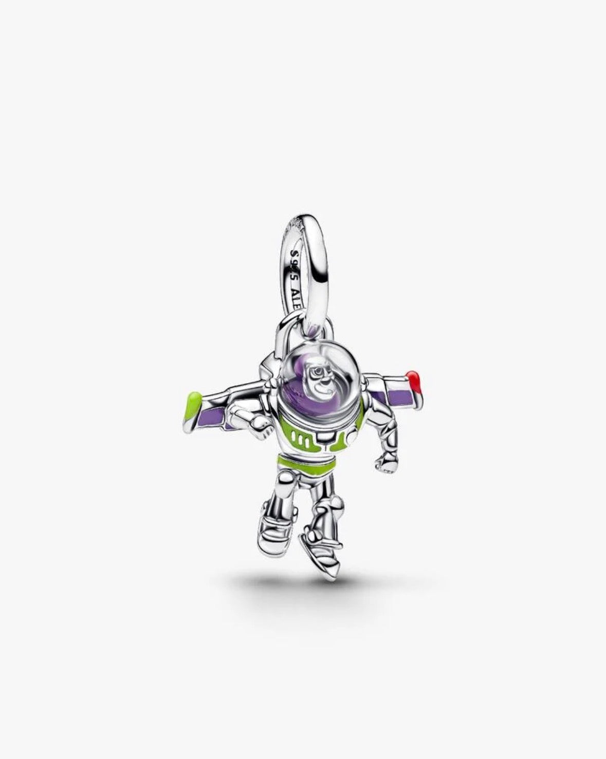 Charm de plata de Buzz Lightyear con traje espacial esmaltado — colección Toy Story de Bellea