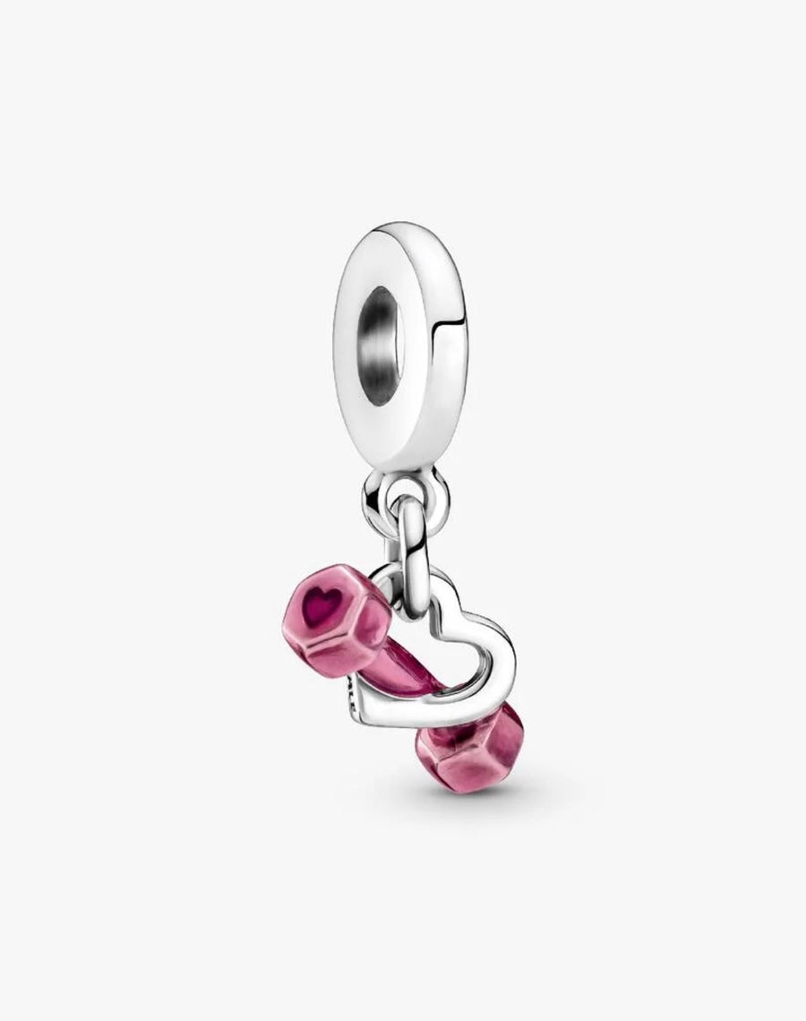 Charm colgante de mancuerna rosa con corazón — Bellea
