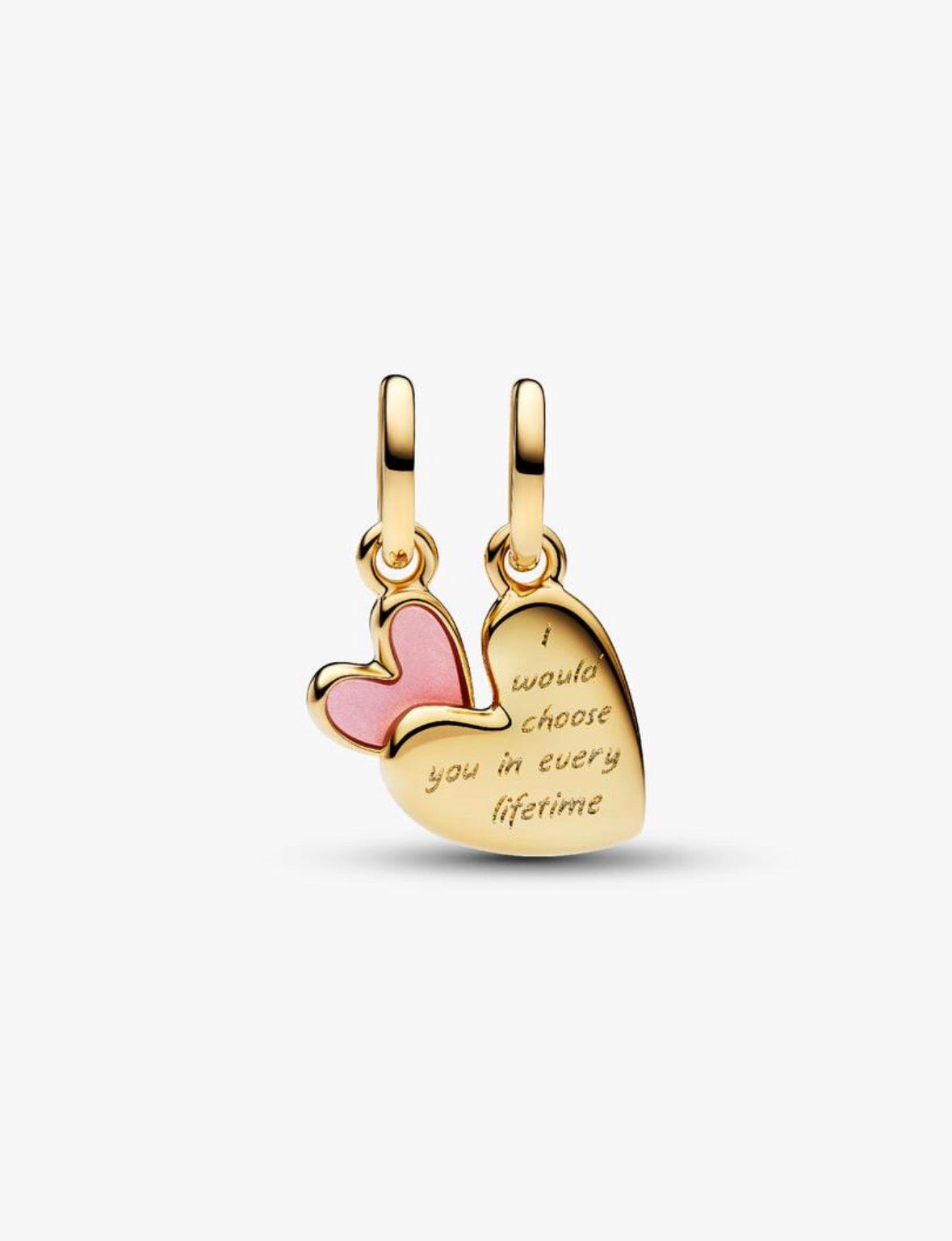 Charm colgante de doble corazón con mensaje — colección Día de la Madre de Bellea