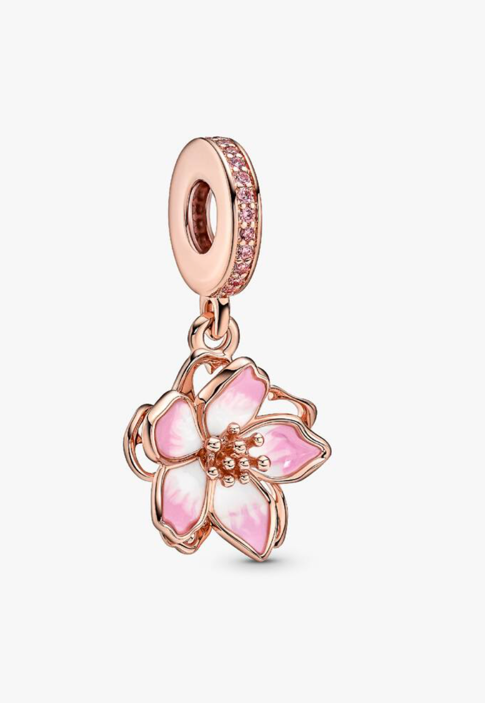 Charm colgante de flor con esmalte rosado — colección Día de la Madre de Bellea