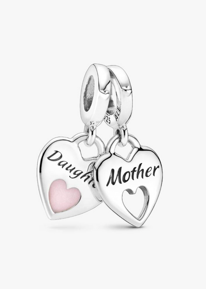 Charm colgante de doble corazón madre e hija — colección Día de la Madre de Bellea