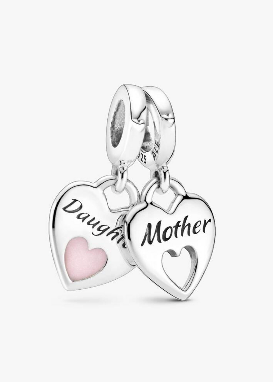 Charm colgante de doble corazón madre e hija — colección Día de la Madre de Bellea