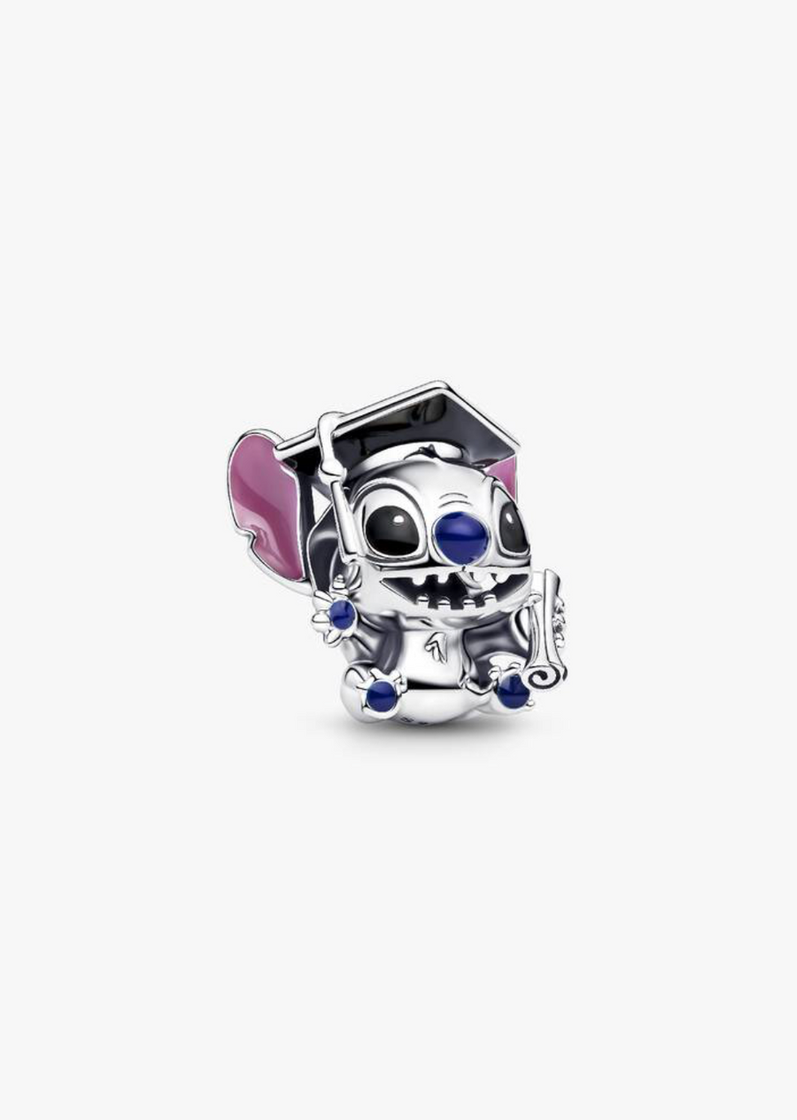 Charm de plata de Stitch con birrete de graduación — colección Lilo & Stitch de Bellea