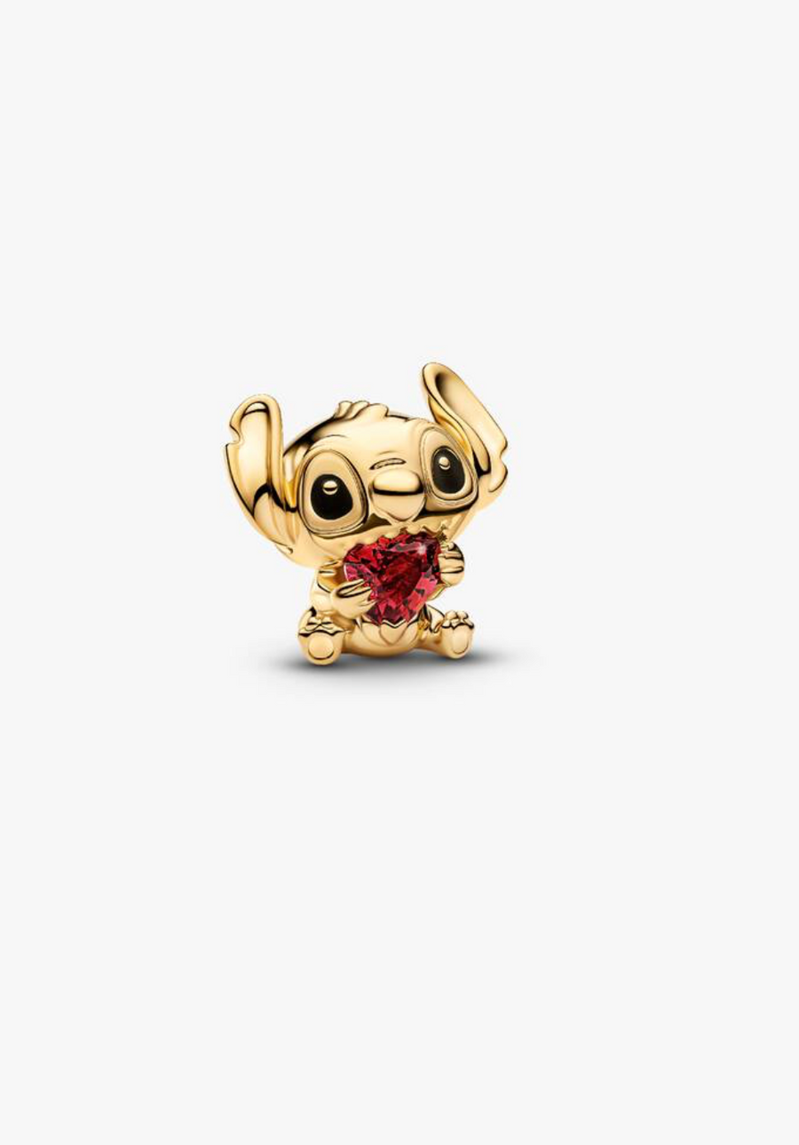 Charm de plata de Stitch sosteniendo un corazón — colección Lilo & Stitch de Bellea