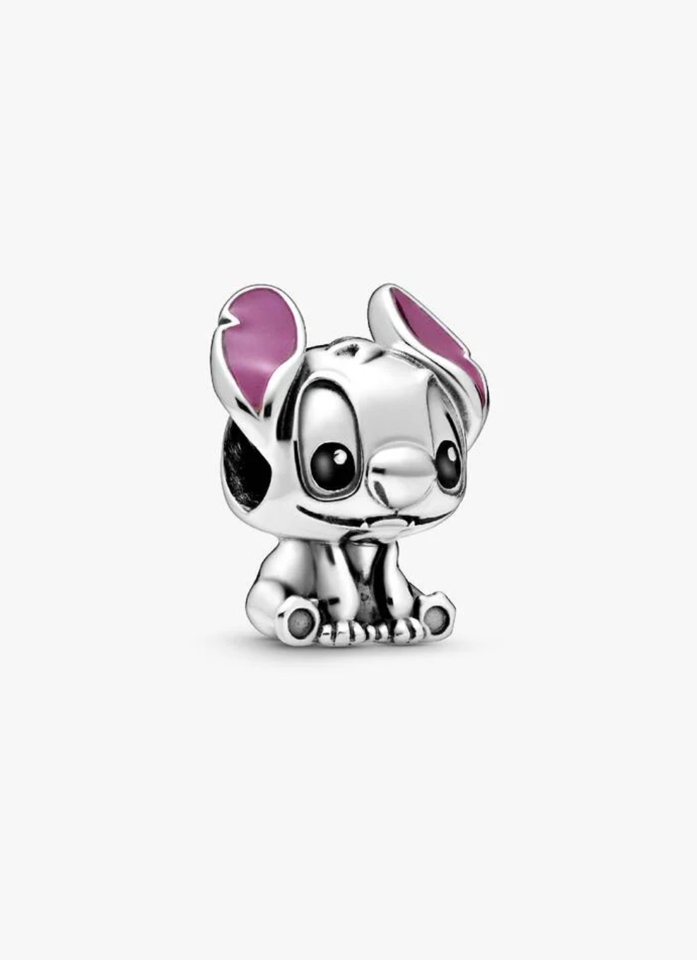 Charm de plata de Stitch sentado con orejas rosadas — colección Lilo & Stitch de Bellea