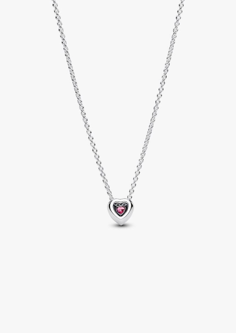 Collar de plata con colgante de corazón rojo — Bellea