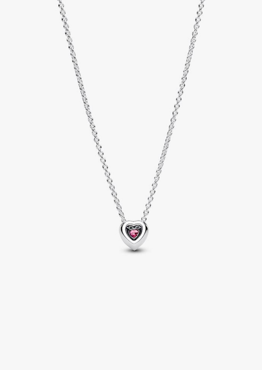 Collar de plata con colgante de corazón rojo — Bellea