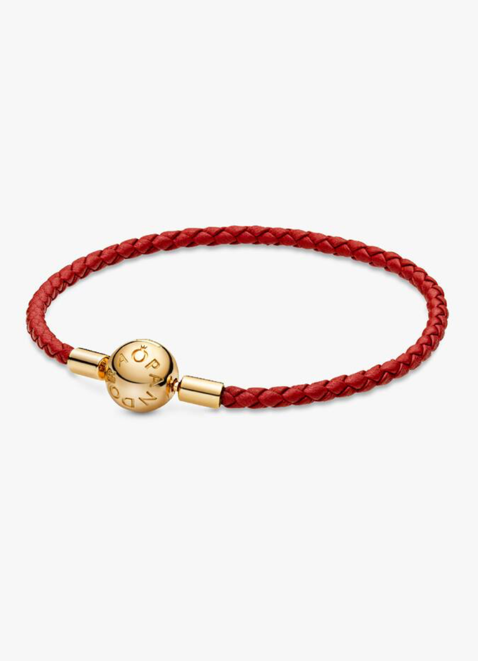 Pulsera de cuero rojo con broche de esfera — Bellea