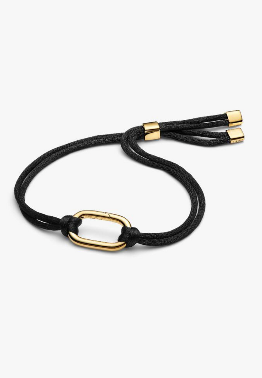 Pulsera de cordón negro con eslabón — Bellea