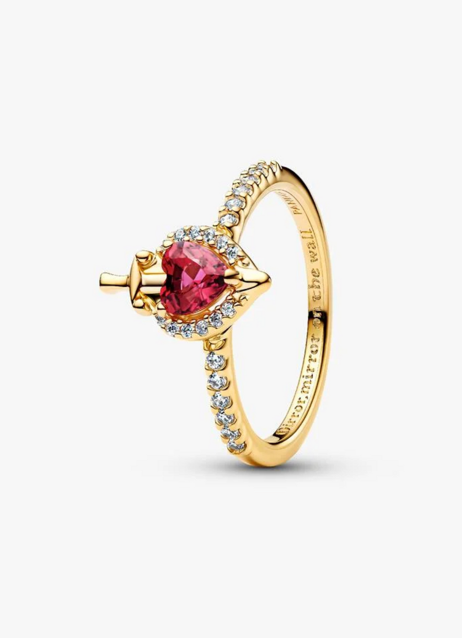 Anillo de plata con corazón rosa — Bellea