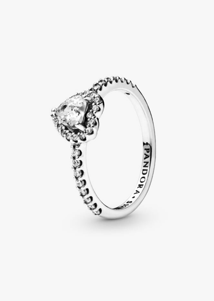 Anillo de plata con corazón de cristal — Bellea