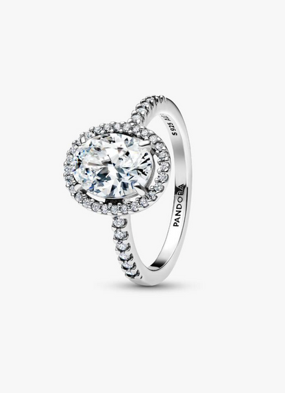 Anillo de plata solitario con halo — Bellea