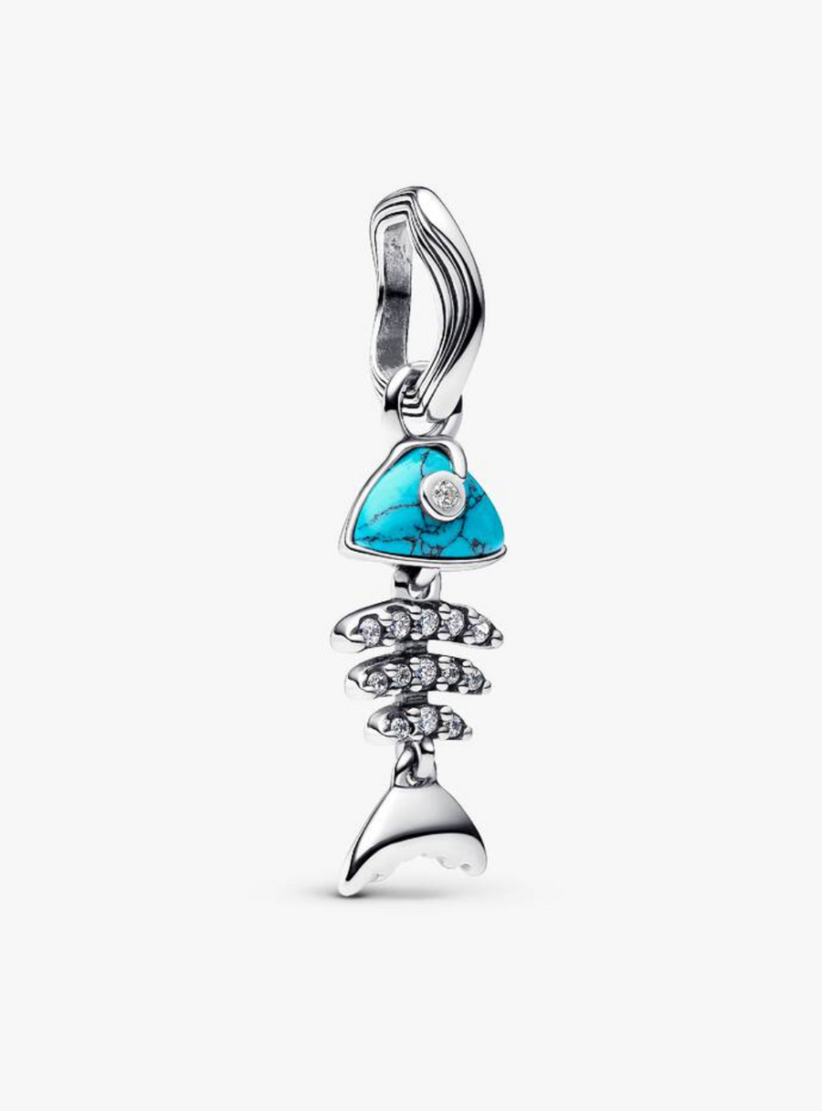 Charm colgante de plata de pez con cabeza turquesa — colección Summer de Bellea