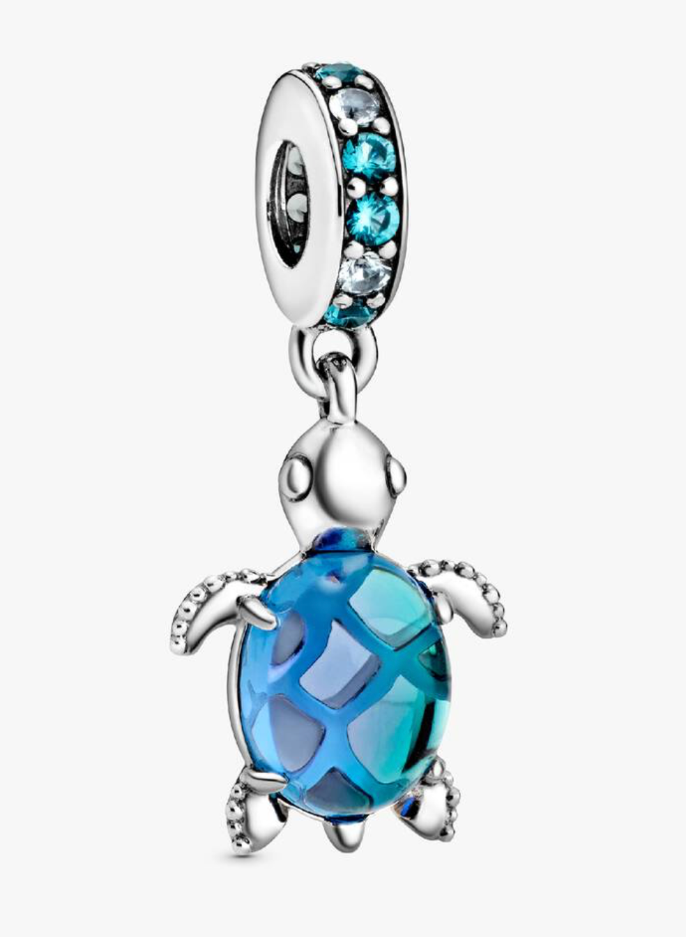 Charm colgante de tortuga con caparazón de cristal azul — colección Summer de Bellea