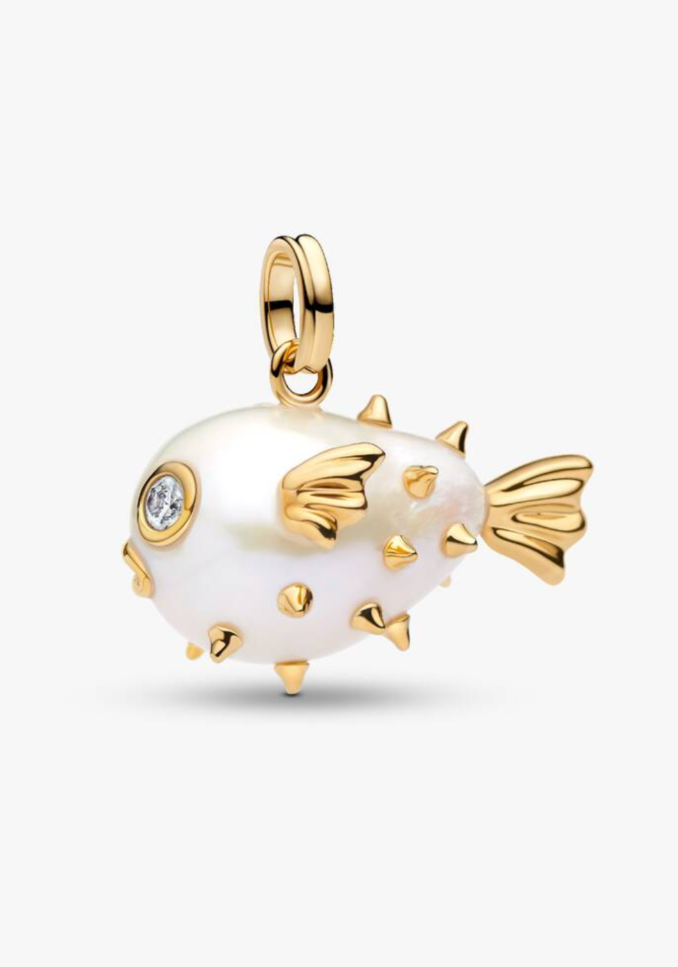 Charm colgante de pez globo grande con cuerpo de perla — colección Wonders de Bellea