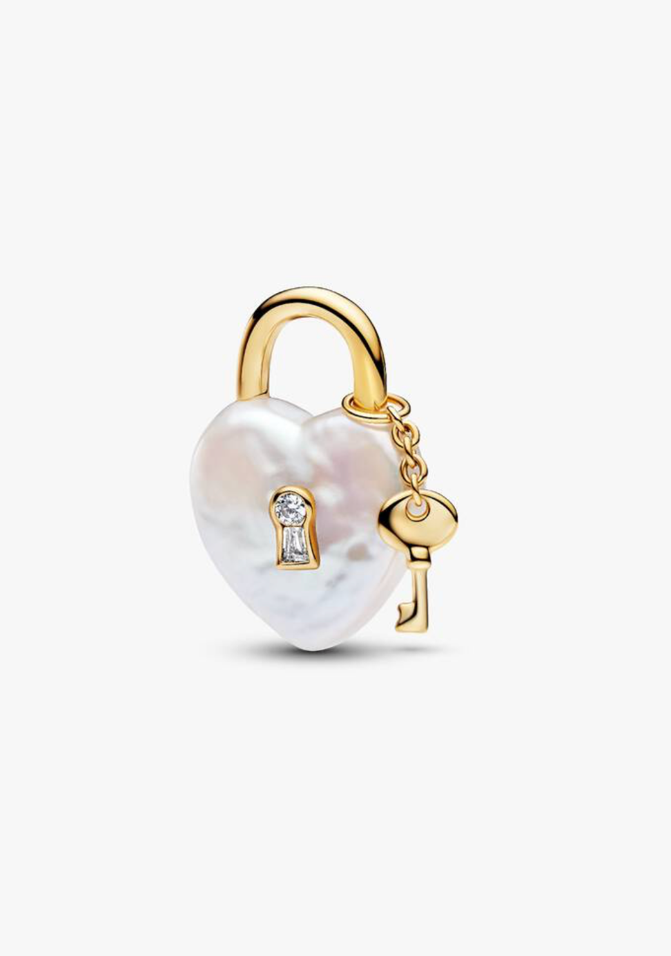 Charm colgante de candado de corazón con perla — colección Wonders de Bellea