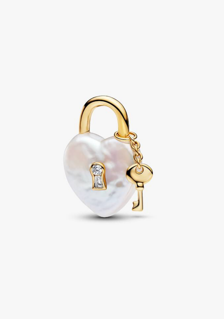 Charm colgante de candado de corazón con perla — colección Wonders de Bellea