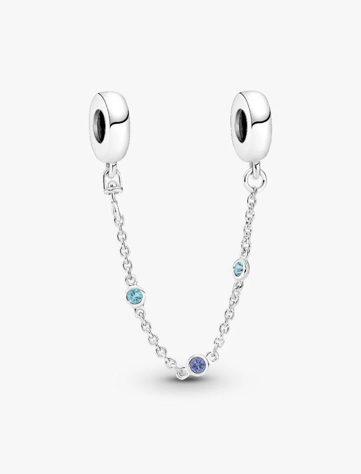 Clip de seguridad de plata con cristales azules — Bellea